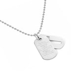 Sterling Silver Lord's Prayer & Cut Out Cross Dog Tags Pendant Necklace
