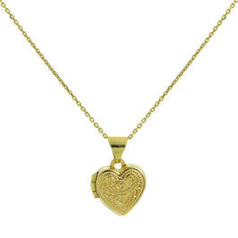 Tiny 9ct Gold Engraved Heart Locket on Chain