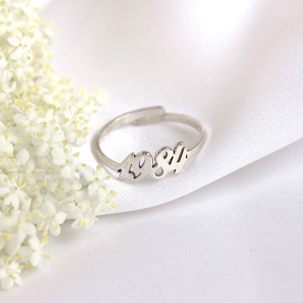 Personalised Sterling Silver Year Adjustable Ring
