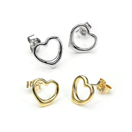 9ct Mixed Gold Open Heart Stud Earrings Set