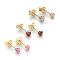 9ct Gold 3mm Crystal Stud Earrings Set