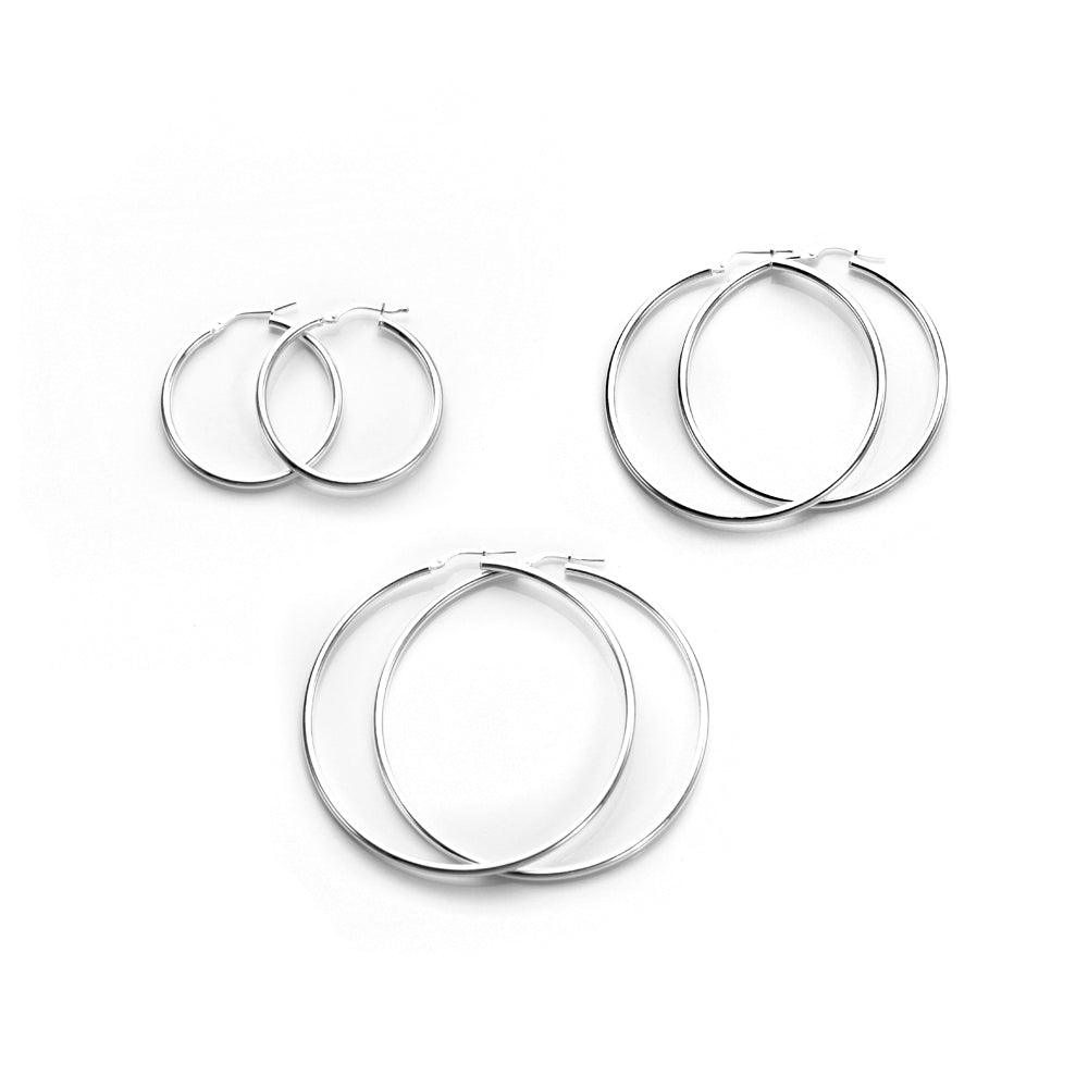 Medium Sterling Silver Everyday Hoops Set