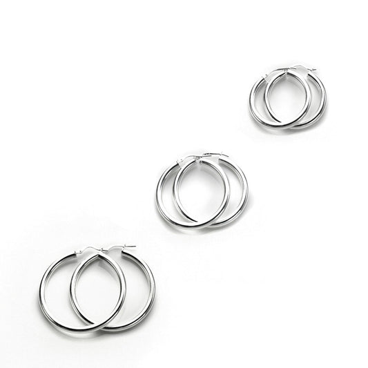 Heavy Sterling Silver Everyday Hoops Set