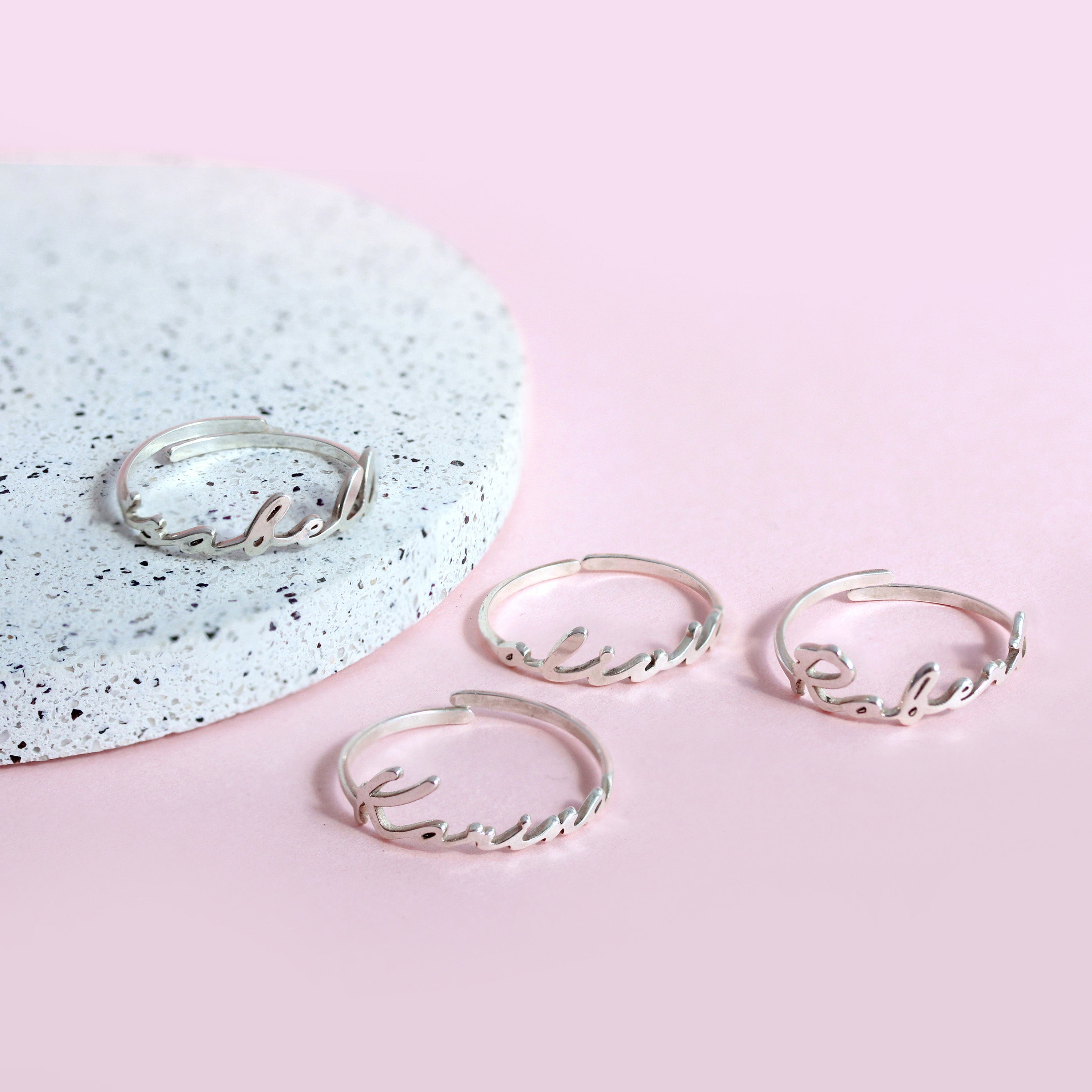Personalised Sterling Silver Name Adjustable Ring