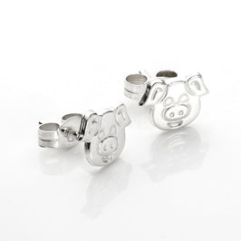Sterling Silver Cute Pig Stud Earrings
