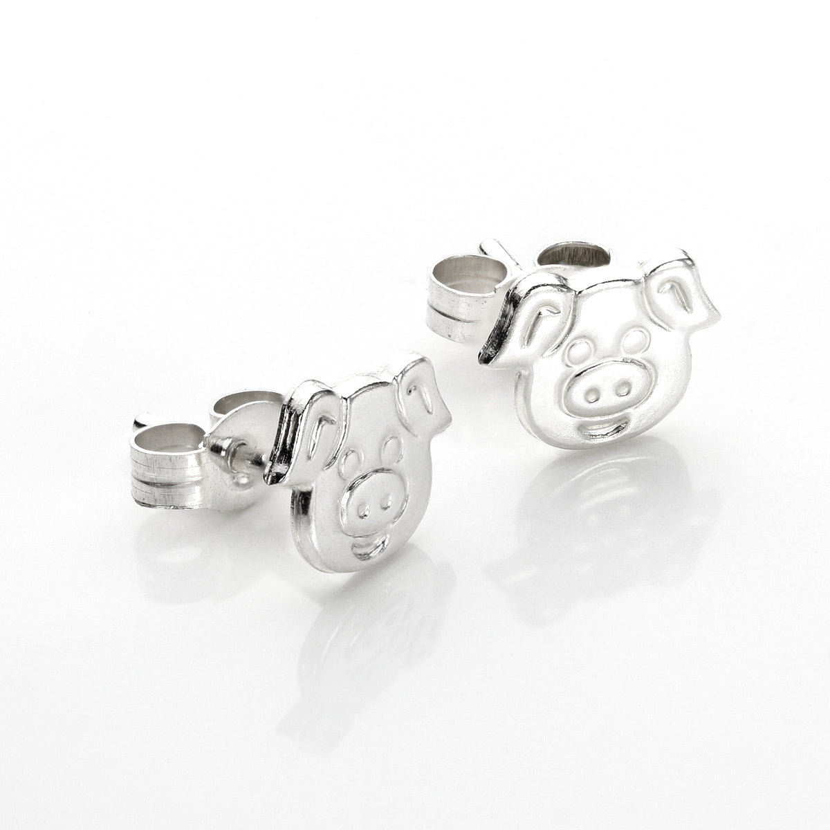 Sterling Silver Cute Pig Stud Earrings