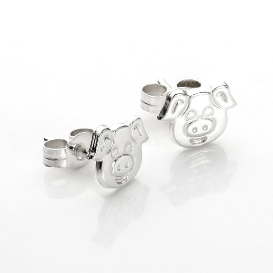 Sterling Silver Cute Pig Stud Earrings