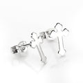 Sterling Silver Small Budded Cross Stud Earrings