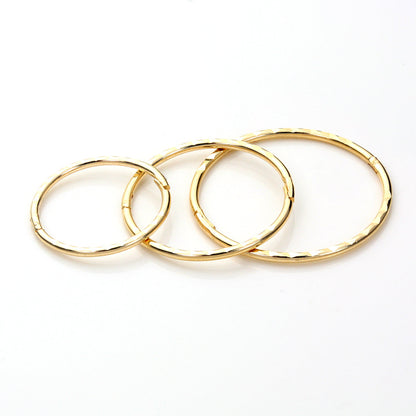 9ct Yellow Gold Diamond Cut Hinged Hoop Earrings