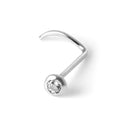 9ct White Gold & 2mm Round Rubover Clear CZ Crystal Nose Screw