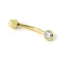 9ct Gold 3mm Rubover Clear CZ Crystal Eyebrow Piercing Labret