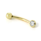 9ct Gold 3mm Rubover Clear CZ Crystal Eyebrow Piercing Labret
