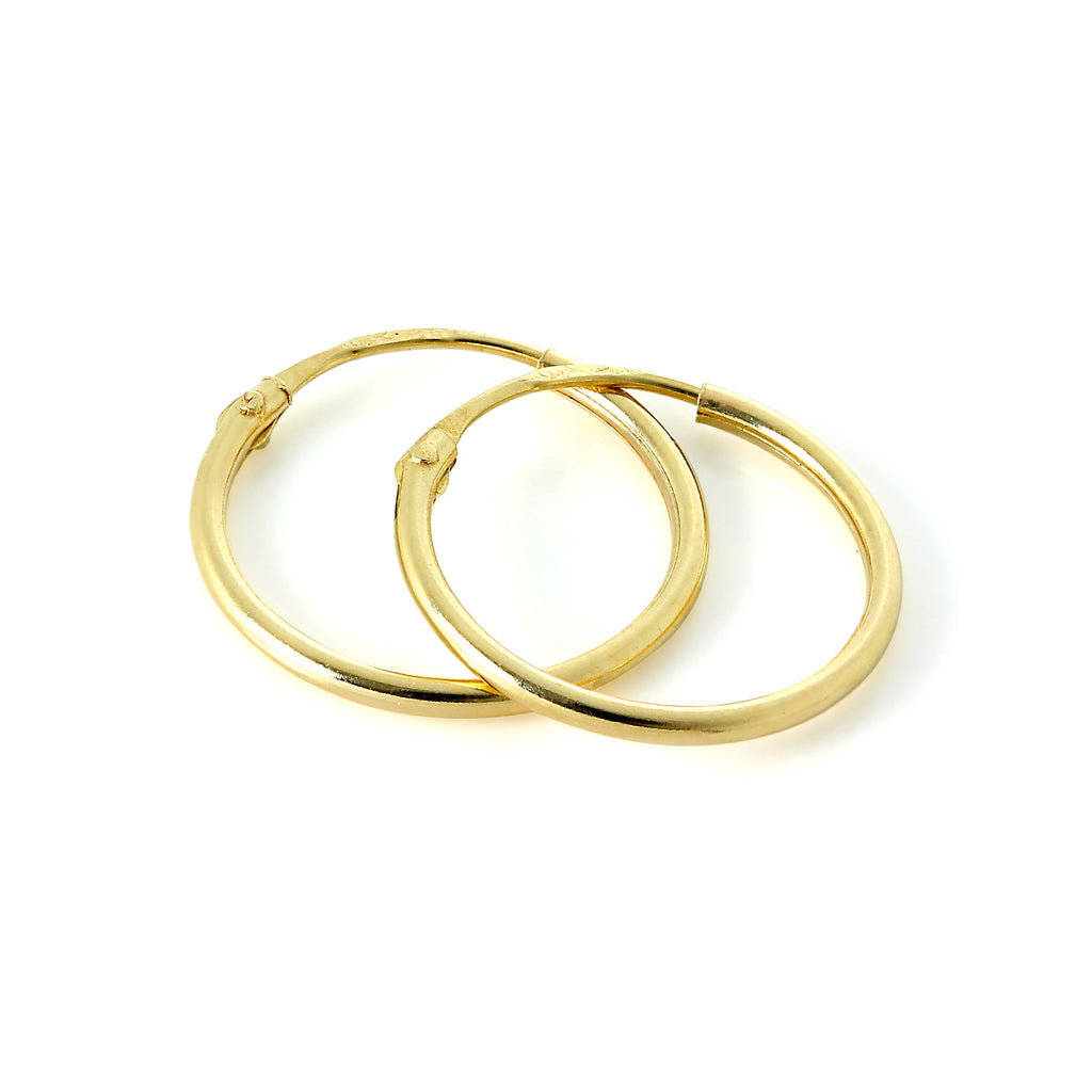 Lightweight 14ct Yellow Gold Sleeper Hoop Earrings 10mm - 13mm