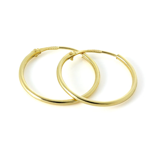 Lightweight 14ct Yellow Gold Sleeper Hoop Earrings 10mm - 13mm