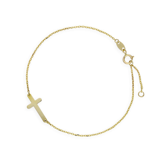 9ct Gold Cross Bracelet 5.5 Inches 6.5 Inches 7 Inches