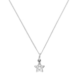 9ct White Gold & Clear CZ Crystal Star Pendant Necklace 16 - 20 Inches