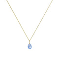 9ct Gold & Blue Teardrop Pendant Necklace 16 - 20 Inches