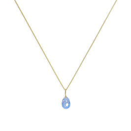 9ct Gold & Blue Teardrop Pendant Necklace 16 - 20 Inches