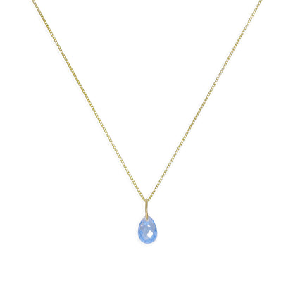 9ct Gold & Blue Teardrop Pendant Necklace 16 - 20 Inches