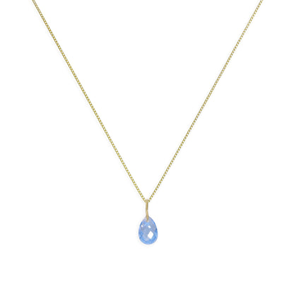 9ct Gold & Blue Teardrop Pendant Necklace 16 - 20 Inches