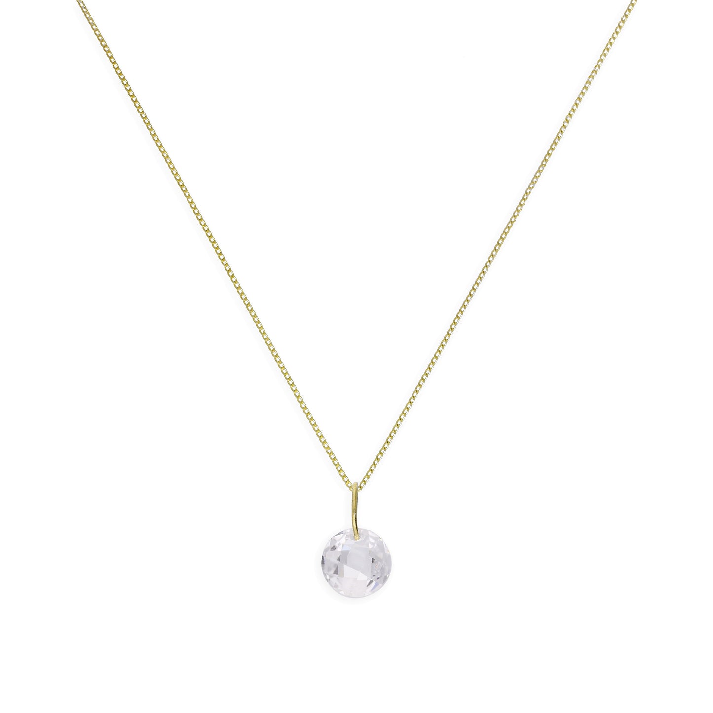 9ct Gold & Clear CZ Crystal Pendant Necklace 16 - 20 Inches