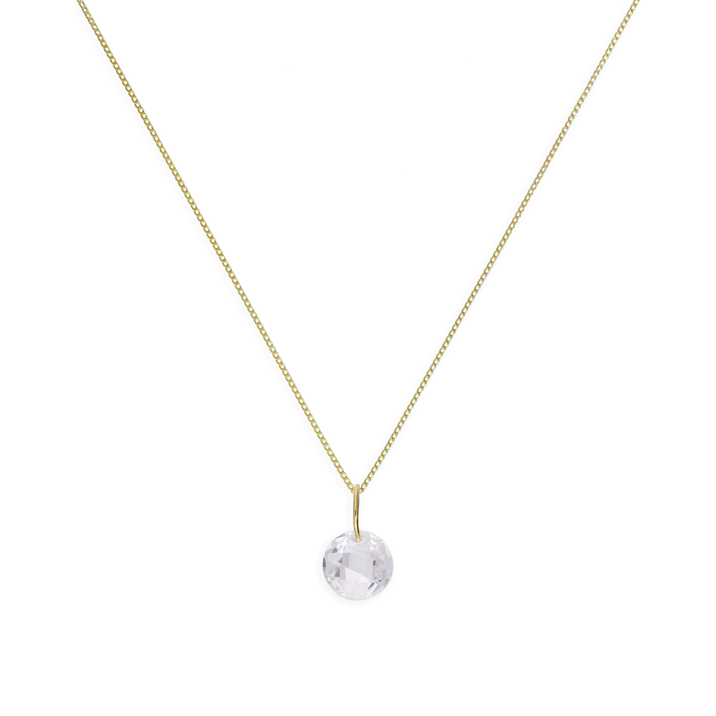 9ct Gold & Clear CZ Crystal Pendant Necklace 16 - 20 Inches