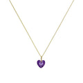 9ct Gold & Purple CZ Crystal Heart Pendant Necklace 16 - 20 Inches