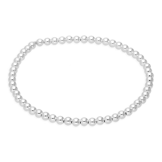 Sterling Silver Stretchy 7 Inch 3mm Curb Bead Bracelet