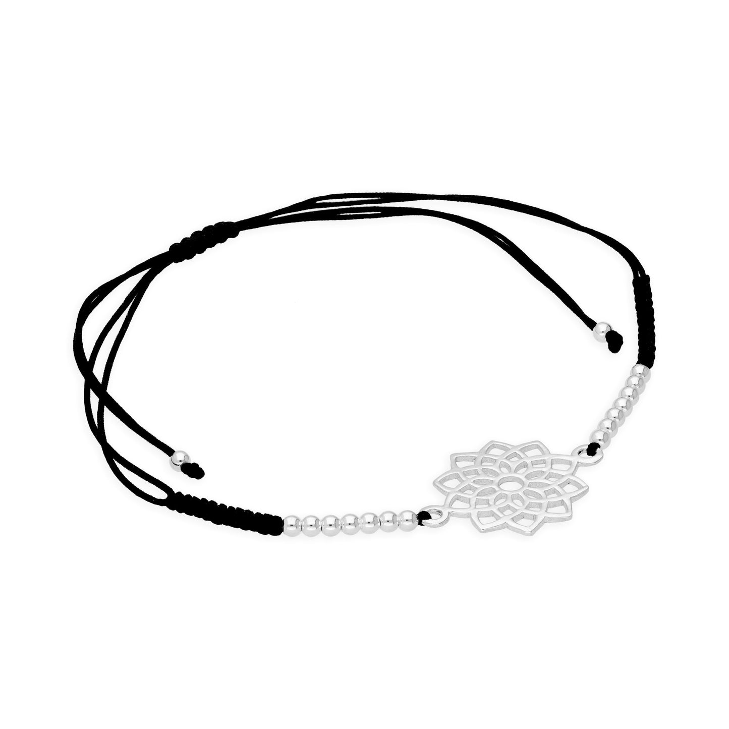 Sterling Silver & Black Cord Crown Chakra Bracelet