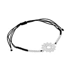 Sterling Silver & Black Cord Heart Chakra Bracelet