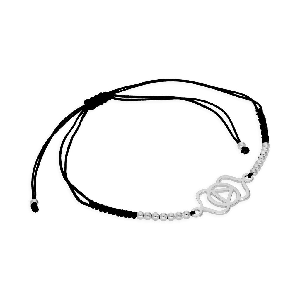 Sterling Silver & Black Cord Third Eye Chakra Bracelet