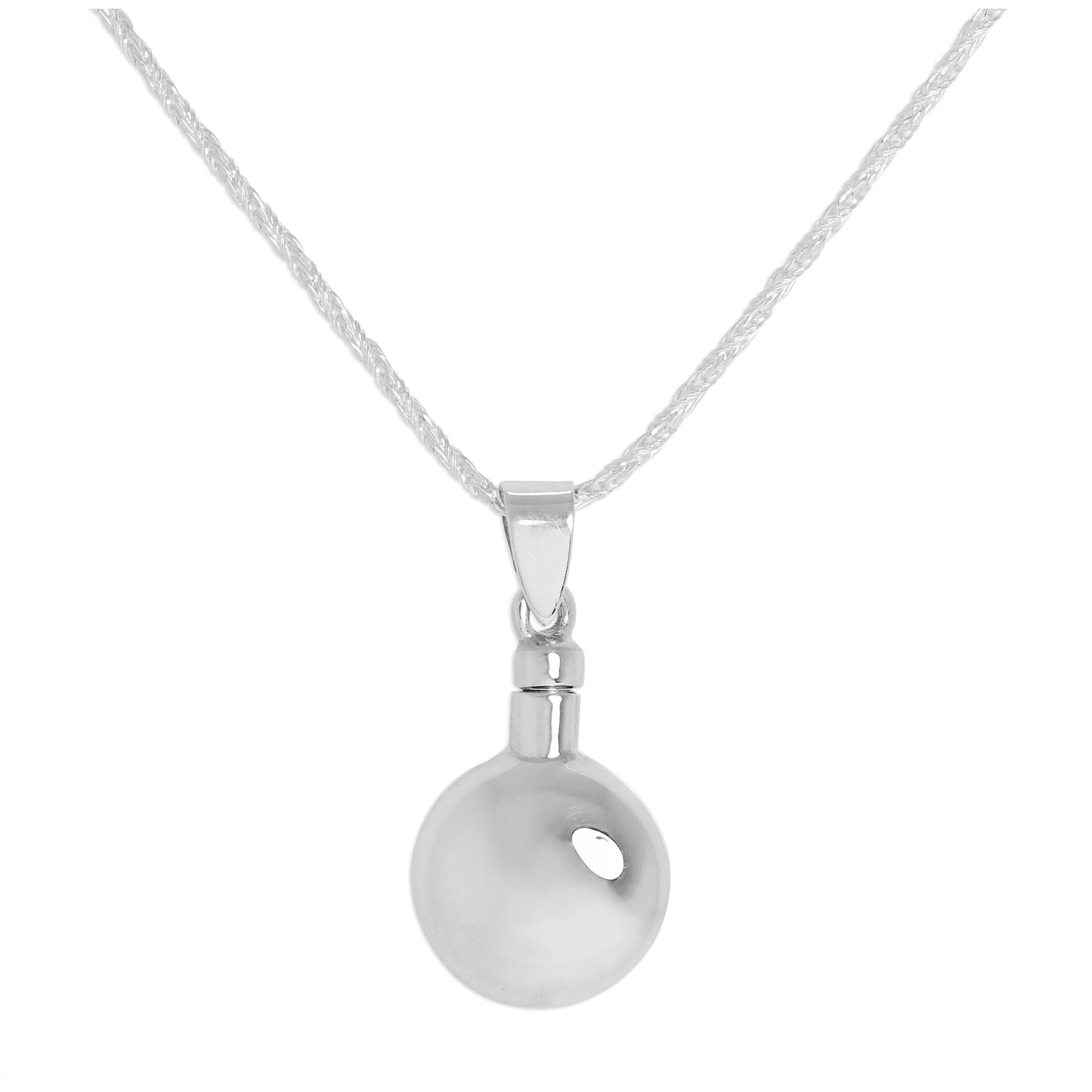 Sterling Silver Round Opening Perfume Bottle Pendant Necklace 16 - 24 Inches