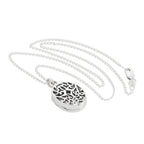Sterling Silver Oval Locket with Cut Out Filigree Design on Chain 16 - 24 Inches