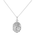 Sterling Silver Oval Locket with Cut Out Filigree Design on Chain 16 - 24 Inches
