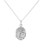 Sterling Silver Oval Locket with Cut Out Filigree Design on Chain 16 - 24 Inches