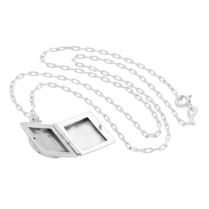 Sterling Silver Rectangular Mackintosh Style Locket on Chain 16 - 24 Inches