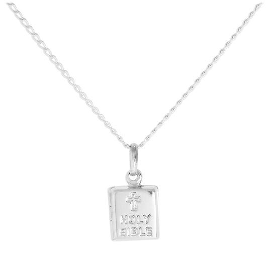 Sterling Silver Holy Bible Locket on Chain 16 - 24 Inches