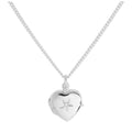 Small Sterling Silver Heart Locket with Diamond on Chain 16 - 24 Inches