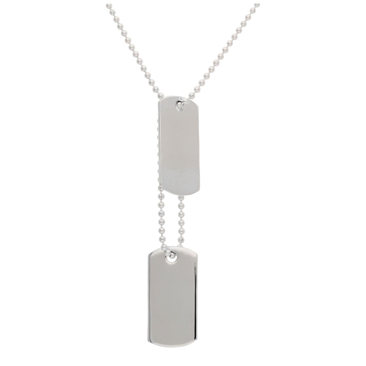 Sterling Silver Dog Tags Necklace on 27 Inch Bead Chain
