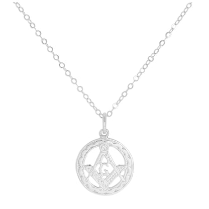 Sterling Silver Masonic Emblem Pendant Necklace 16 - 22 Inches