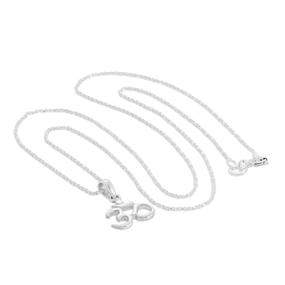 Sterling Silver Om Pendant Necklace 16 - 24 Inches