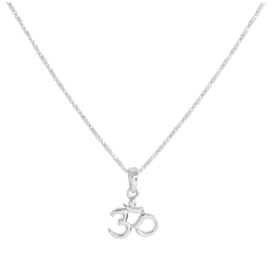 Sterling Silver Om Pendant Necklace 16 - 24 Inches
