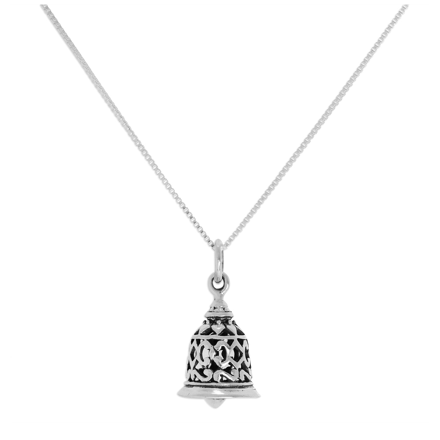 Sterling Silver 3D Ringing Bell Pendant Necklace 14 - 22 Inches