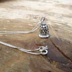 Sterling Silver 3D Ringing Bell Pendant Necklace 14 - 22 Inches