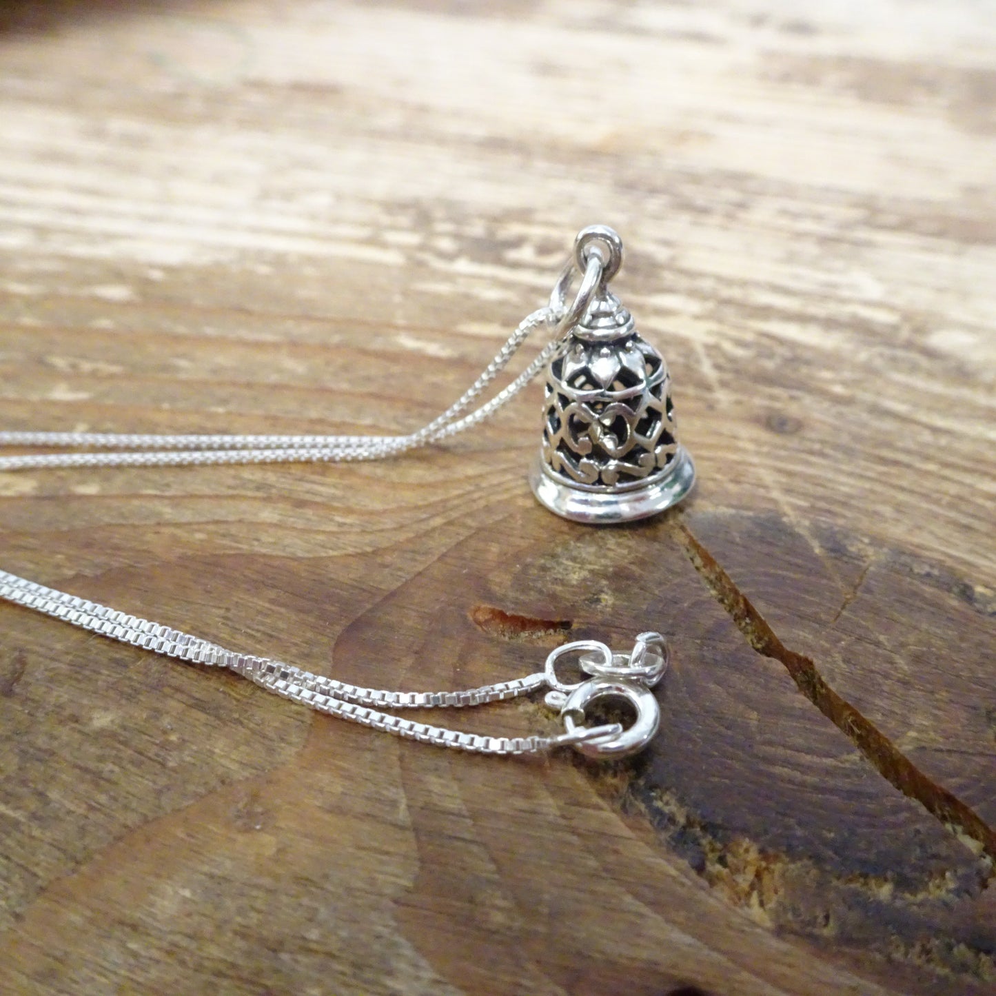 Sterling Silver 3D Ringing Bell Pendant Necklace 14 - 22 Inches
