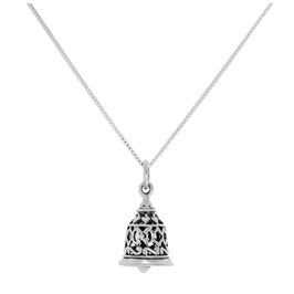 Sterling Silver 3D Ringing Bell Pendant Necklace 14 - 22 Inches