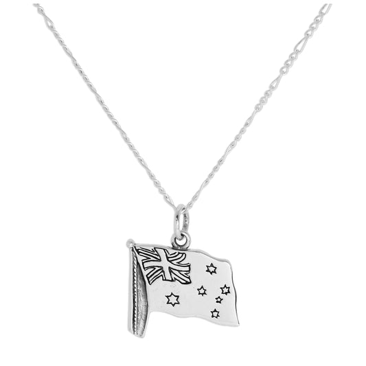Sterling Silver Australian Flag Pendant Necklace 14 - 32 Inches