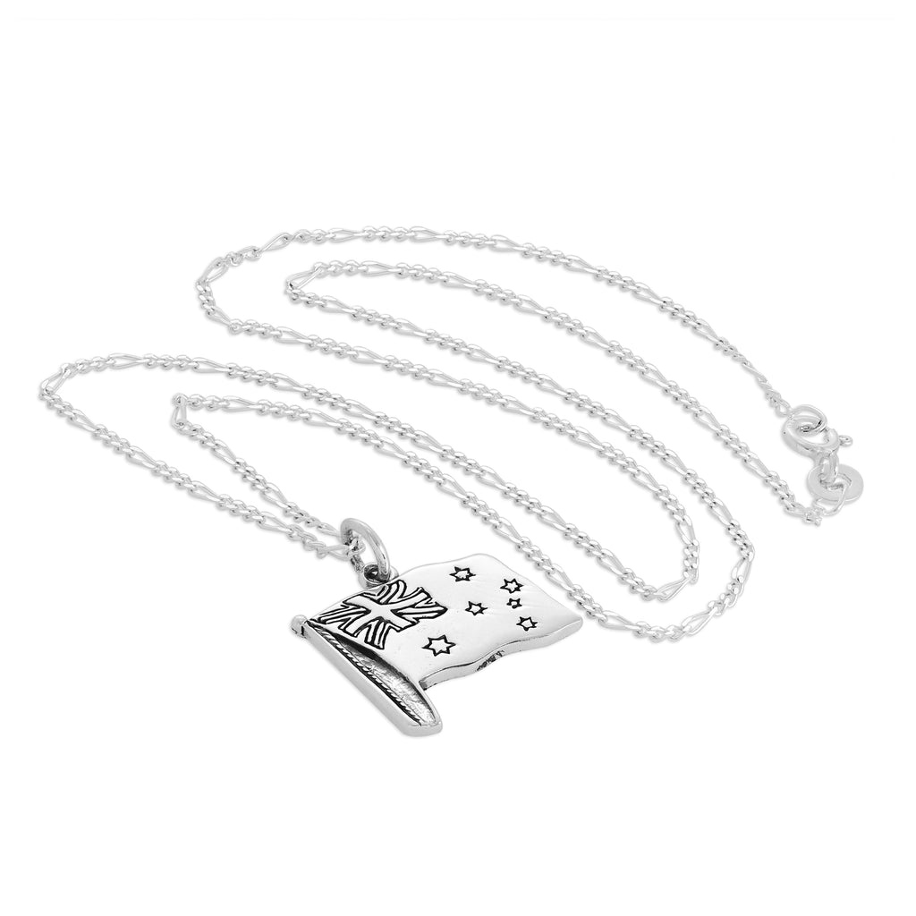 Sterling Silver Australian Flag Pendant Necklace 14 - 32 Inches