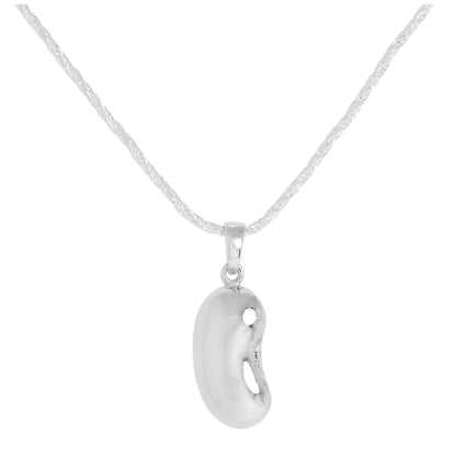 Sterling Silver Bean Pendant Necklace 16 - 24 Inches