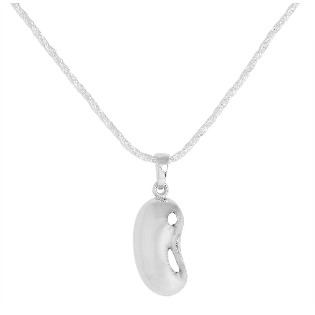 Sterling Silver Bean Pendant Necklace 16 - 24 Inches